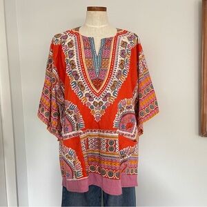 Vintage Gypsy Rose multicolored medallion print kimono top Large New